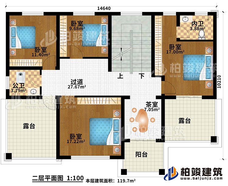 二層：4臥室，公衛(wèi)，內(nèi)衛(wèi)，茶室，2露臺(tái) ，陽(yáng)臺(tái)