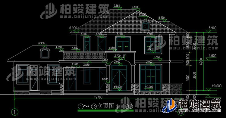 二層簡(jiǎn)歐農(nóng)村別墅帶雙車(chē)庫(kù)施工效果圖紙全套 造價(jià)30萬(wàn)BZ263-簡(jiǎn)歐風(fēng)格