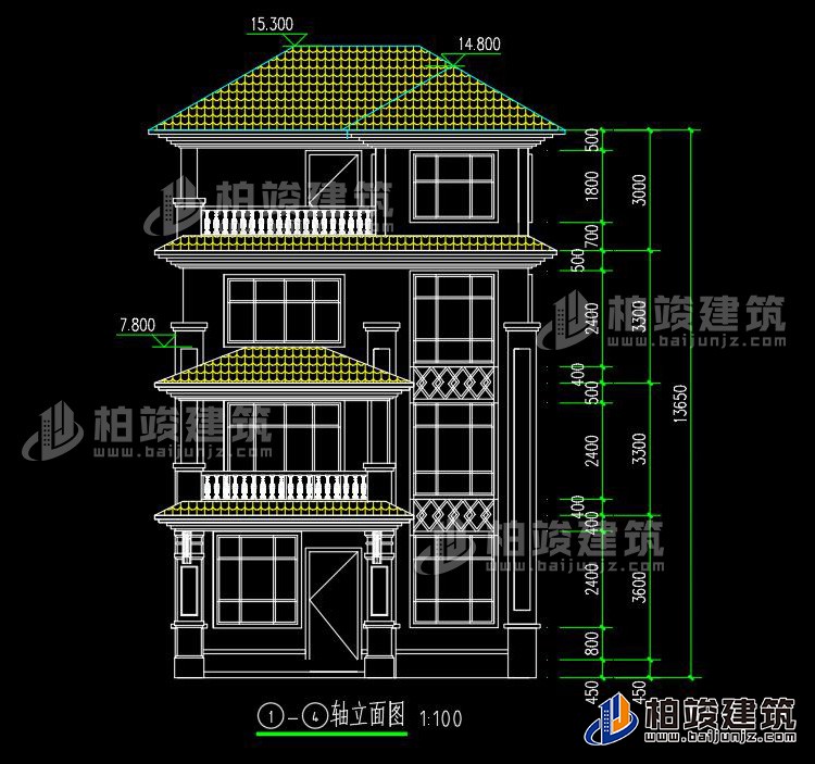 四層別墅圖紙設(shè)計圖 有地下室 造價40萬BZ416-簡歐風(fēng)格